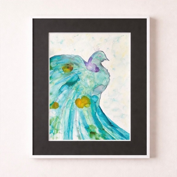 Hand Crafted Other - Hand crafted colorful abstract peacock one of a kind wall décor art